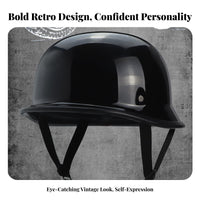 ABS Shell German Aesthetic Half Helmet Lightweight Design Retro Motorcycle Helmet Comfortable Lining for Bikers, Cruising, Road Trips