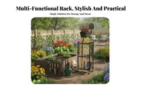 Garden Tool Rack With Wheels Garden Tool Organizer Stand Large Capacity Rolling Utility Rack for Farmers, Gardeners, Outdoor, Shed, Basement
