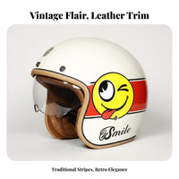 Retro 3/4 All Season 3/4 Open Face Removable and Washable Lining Shielded Headwear for Men, Women, Street Riding
