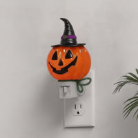 Compact Pumpkin Night Light Ambient Night Light with Witch Hat Warm Jack-O'-Lantern Lamp Colorful for Entryway