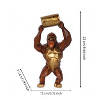 Resin Primate Sculpture Imitation Wood Tabletop Primate Sculpture Decor Metal-Like Highlight