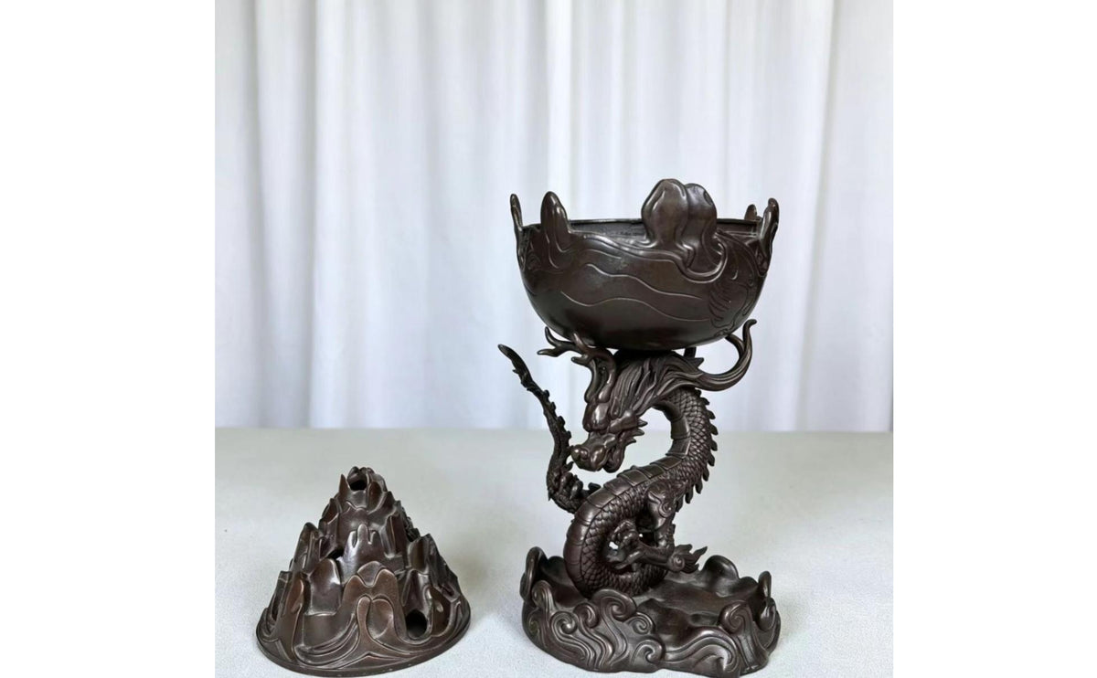 Cloud Pattern Bronze Copper Incense Burner Decorative Indoor Home Decor