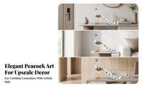 Layered Feathers Peacock Figurine Fan Tail Decorative Peacock Statue White Body Orange Legs for Tabletop Display