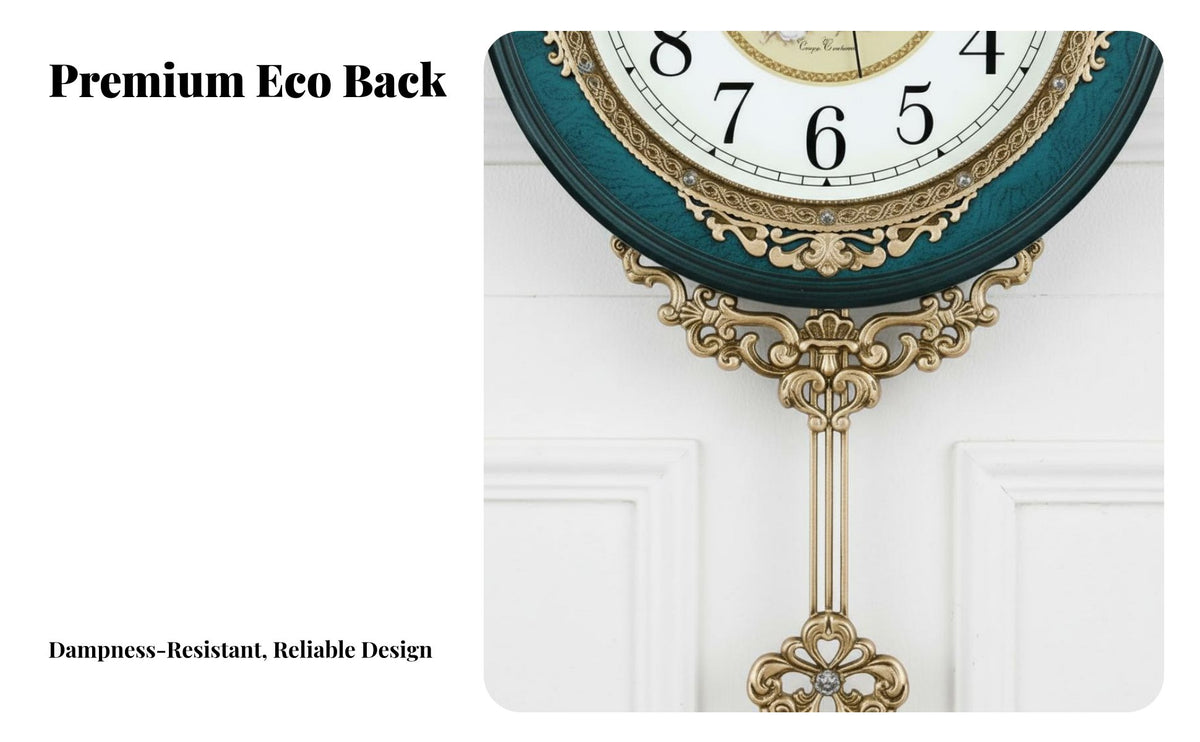Vintage Pendulum Wall Clock Timekeeping European Design Decorative Clock Battery Operated Timepiece for Living Room, Bedroom, Hallway