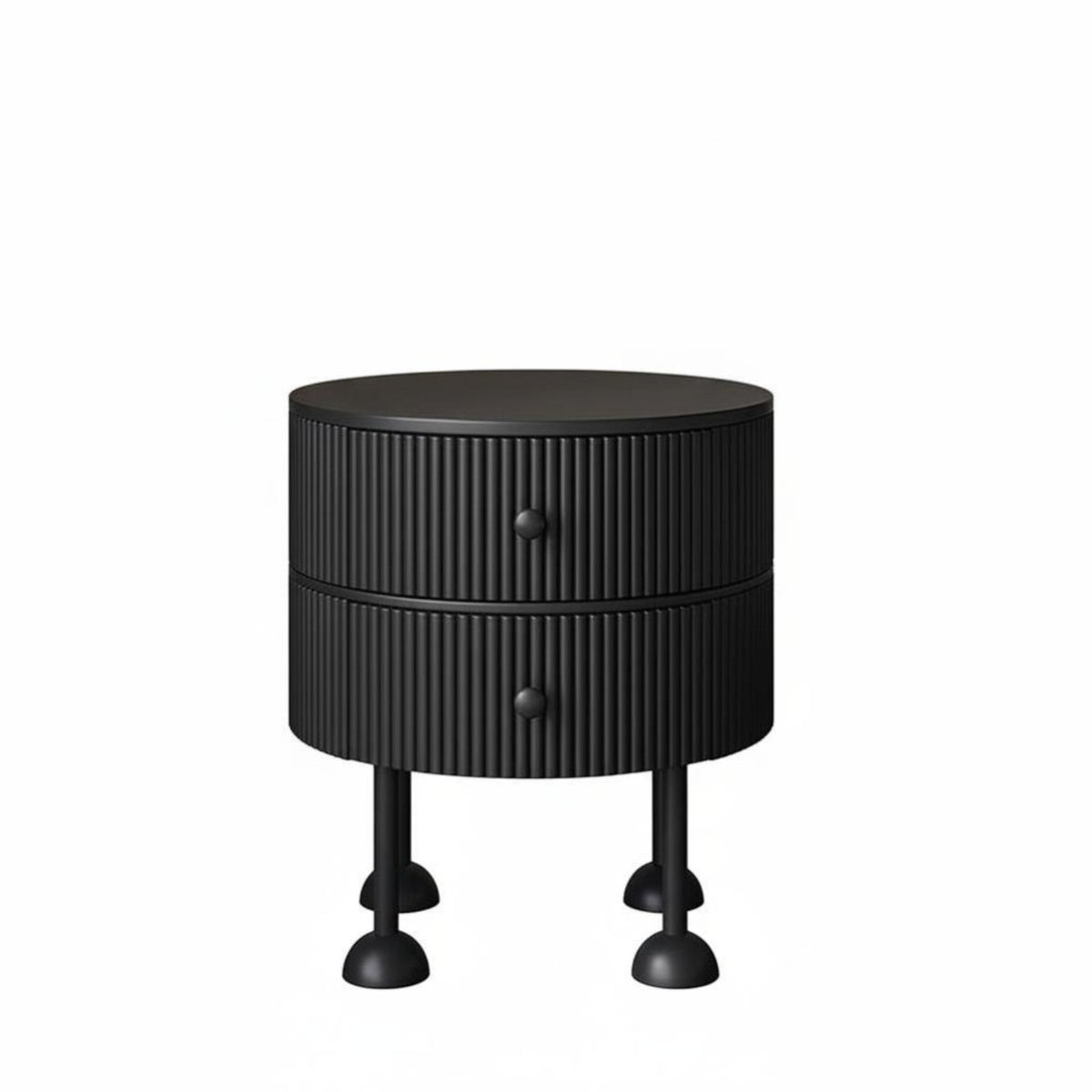 Curved Corners Fluted Drawer Nightstand Modern Aesthetic Round Fluted 2-Drawer Cabinet Spacious Storage Bedside Table Scratch-Resistant Top for Homeowners, Apartment Dwellers, Interior Designers, Living Room, Small Areas, Home Office