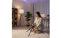Foldable Design 2.8m Lighting Tripod Solid Locking Capability Coil Cushioned Light Stand Anti-Slip Feet Coil Cushioned Studio Tripod Universal 1/4" Mount for Photographers, Videographers