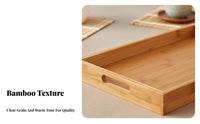 Japanese & design Rectangular Bamboo Tray Natural Artistic Tableware adaptable Serving Ware Raised rim Design fbeverage lovers, Home hosts, Restaurant, Living Room, Kitchen, Parties