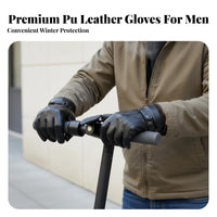 men's PU Leather Gloves Thick Warm Thermal Riding Gloves Hand Coverings Windproof Timeless Design for Cyclists, Cycling