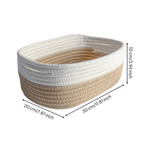 Two-Tone Woven Cotton Rope Basket Rounded Corners Cotton Rope Basket Soft Open-Top Organizer Bin Decorative