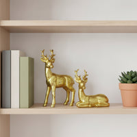 Gold Deer Figurines Shiny Deer Statues Sculpted Stag Figurines Sturdy for Living Room
