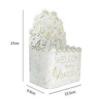 Wall-Mounted Iron Planter Embossed Metal Wall Pocket Planter Distressed for Patio, Porch, Garden