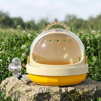 Portable Bird Cage and Small Wood Carrier, Dome Pet Bird Carrier with 60ml Water Bottle and Padded Liner for Outdoor Outing and Medical Visits