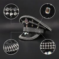 Peaked Hat Studded Sequin Hat with Rhinestones Punk Cap with Spikes for Partygoers, Stage Performances