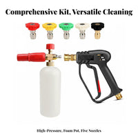 1/4 Inch Quick Connect Foam Cannon Kit 5 Nozzle Tips Pressure Washer Foam Cannon Heavy Duty Brass Core for Driveway Cleaning