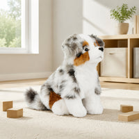 Australian Herding Stuffed Animal Tri-Color Australian Herding Stuffed Animal Stuffed Animal Dog with Floppy Ears Faux-Fiber