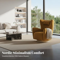 Upholstered rotating Armchair Nordic Design Lounge Chair Highspinerest Support Living Room Furniture for Adults, Readers, Bedroom, perusing corner, Home Office