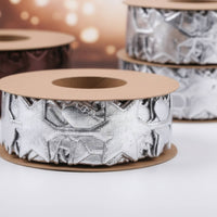 Printed Pattern Silver Ribbon Roll Stars and Helmets Football Print Ribbon Shiny Craft Supply 25 Mm Wide
