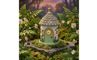 Thatched Roof Cottage Resin Solar Glowing Decoration Waterproof Micro Landscape House