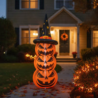 Inflatable Inflatable Pumpkin with Witch Hat Outdoor Halloween Inflatable Pumpkin Self-Inflating Yard Decoration Giant for Homeowners, Storefronts, Lawn, Porch