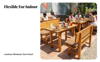 Industrial Design Wooden Tavern Table and Bench Set Southeast Asian Design Bar Furniture Solid Wood Construction Restaurant Seating Heavy Duty for Eatery Owners, Apartment Dwellers, Cafe, Dining Room, Kitchen, Breakfast Nook