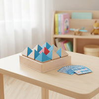 Wooden Block Board with Cards Educational Shape Puzzle with Grid Board Geometric Shape Matching Game Reasoning Pattern Matching