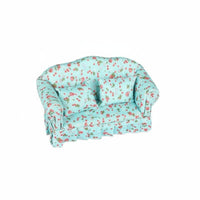 1:12 Scale Floral Loveseat Includes 2 Pillows Dollhouse Two-Seater Sofa Handmade Small Floral Pattern Sofa for Collectors, Hobbyists