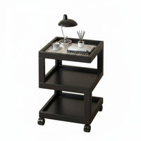 Compact Organizer 3-Tier Rolling Utility Trolley Minimalist Design 3-Tier Swivel Storage Stand Sturdy Construction Bedside Table Mobile with Wheels for Homeowners, Office Workers, Bedroom, Small Areas, Dorm Room, Bathroom