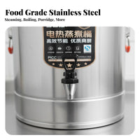 Multi-Functional Commercial Electric Cooking Pot Adjustable Temperature Control Large Capacity Soup Kettle Auto Shut-Deactivated Dry-Overheat Protection Countertop Water Boiler and Warmer High Power for Caterers, Restaurant Employees, Cafeteria, Hotel