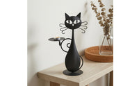Feline Candlestick Minimalist Design Feline-Shaped Candle Holder Taper Candle Holder Sculptural Metal Craft Cutout Face