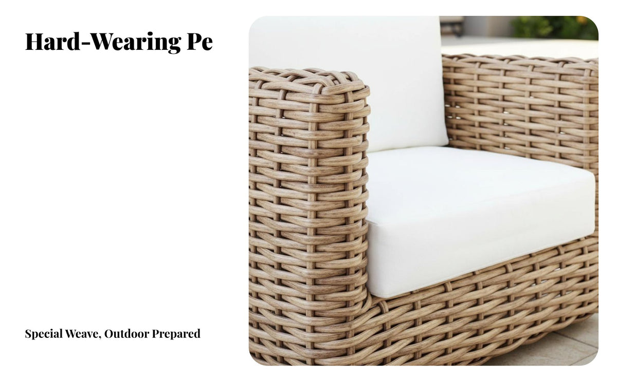 4-Piece Woven Seating Group Waterresistant 4-Piece Conversation Group Weather Resistant Outdoor Furnishing for Hotel Owners, Adults, Patio, rearyard, Deck
