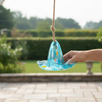 Hanging Glass birds Feeder Windproof Colorful Nectar Feeder Rainproof Hanging Glass birds Bath for Courtyard, Patio, Balcony