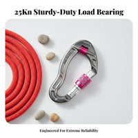 Lightweight 25KN Pulley Carabiner Anti-Slip Grip Locking Pulley Carabiner Snag Snag-Resistant Climbing Hardware for Rescue Workers, Outdoor Enthusiasts, Mountaineering, Rappelling, Caving, Working at Height