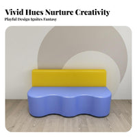 Modular Combination Wavy Seat Bench Easy to Clean Waiting Room Sofa Sturdy Structure Reception Seating High-Density Foam for Parents, Children, Clients, Kindergarten, Lobby, Salon