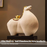 Good Luck Charm Wealth Horse Figurine Great Gift Chinese Auspicious Horse Ornament Intricate Details for Living Room, Entrance Hall