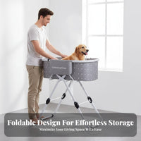Quick Drain System Adjustable Height Grooming Tub Non-Slip Feet Foldable Pet Washing Station Easy to Clean Foldable Pet Bath Sturdy Frame for Professional Groomers, Indoor, Outdoor
