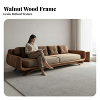 Wooden Frame Leather Settee New Chinese design Sofa sturdy Wood Construction Couch for Apartment Dwellers, Homeowners, Living Room, Lounge Area, Bedroom