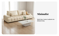 Straight-Line 3-Seater Sofa Top-Grain Cowhide Upholstered 3-Seater Couch Modern Minimalist Design Living Room Seating for Apartment Dwellers, Families