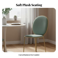 Nordic Design Upholstered Oval-Back Chair Minimalist Design Household Furniture Ergonomic Backrest Accent Seat Light Luxury Aesthetic for Young Adults, Office Workers, Dining Room, Restaurant, Kitchen, Bedroom