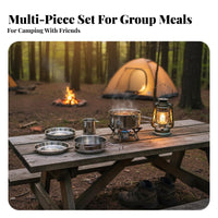 8 Pieces Compact 8 Piece Camping Cookware Set Lightweight Camping Cookware Set Long-Lasting for Campers, Families, Hiking, Travel, Picnic