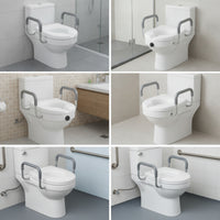 Toilet Seat Riser with Armrests Adjustable Raised Toilet Seat with Armrests Medical Aid Padded Heavy Duty for Seniors, Bathroom