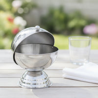 Silver-Toned Stainless Steel Storage Jar Round Jar with Flip-Top Lid Sturdy Spherical Storage Container Modern for Countertop