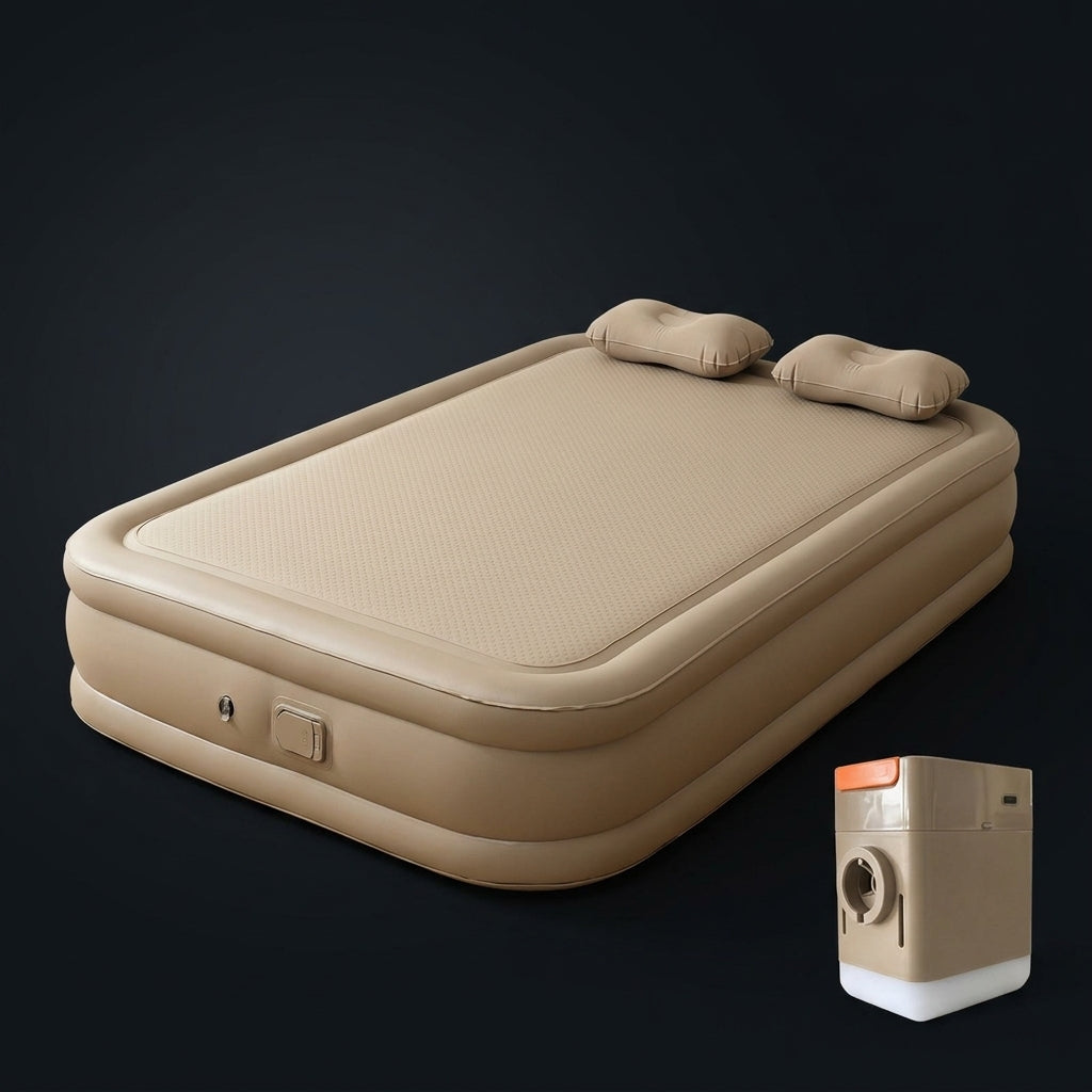 Inflatable Mattress with Built-in Electric Pump for Adults, Elevated Air Bed and Camping Mattress, Double Guest Bed with Storage Bag, 40cm High