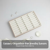 Jewelry Display Tray Gold-Tone Trim PU Leather Storage Tray PU Leather Jewelry Holder Elegant Design Long-Lasting Construction
