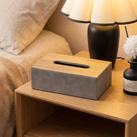 Tissue Box Holder Rectangle with PU Leather Finish, Multi-purpose Facial Tissue Box for Bathroom Decor, Desk Organizer for Home Office, 3 Slots