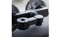 3-Speed Two-headHead Clamp-on Fan 360-Degree Rotating Dual Head Fan Rotatable Portable for Passengers