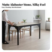 French design Square Table with Arched Legs Black Finish Kitchen Centerpiece Minimalist Design Household Furniture sturdy Wood Construction for Apartment Dwellers, Families, Homeowners, Dining Room, Family Meals, Dinner Parties