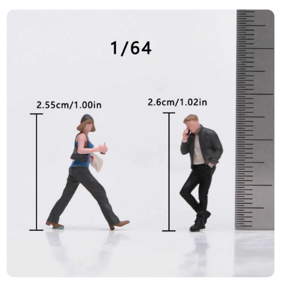2 Pieces Pedestrian Figures Realistic 1:64 Scale Figures Tiny Miniature Figure for Collectors