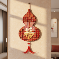 Gourd Fu Character Wall Hanging Decor with Tassel for Living Room Entrance