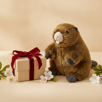 Sitting Groundhog Stuffed Animal Huggable Toy Adorable for Bedside Decor
