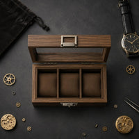 Watch Display Box Hinged Lid Clear Glass Top Watch Box Dust Protection